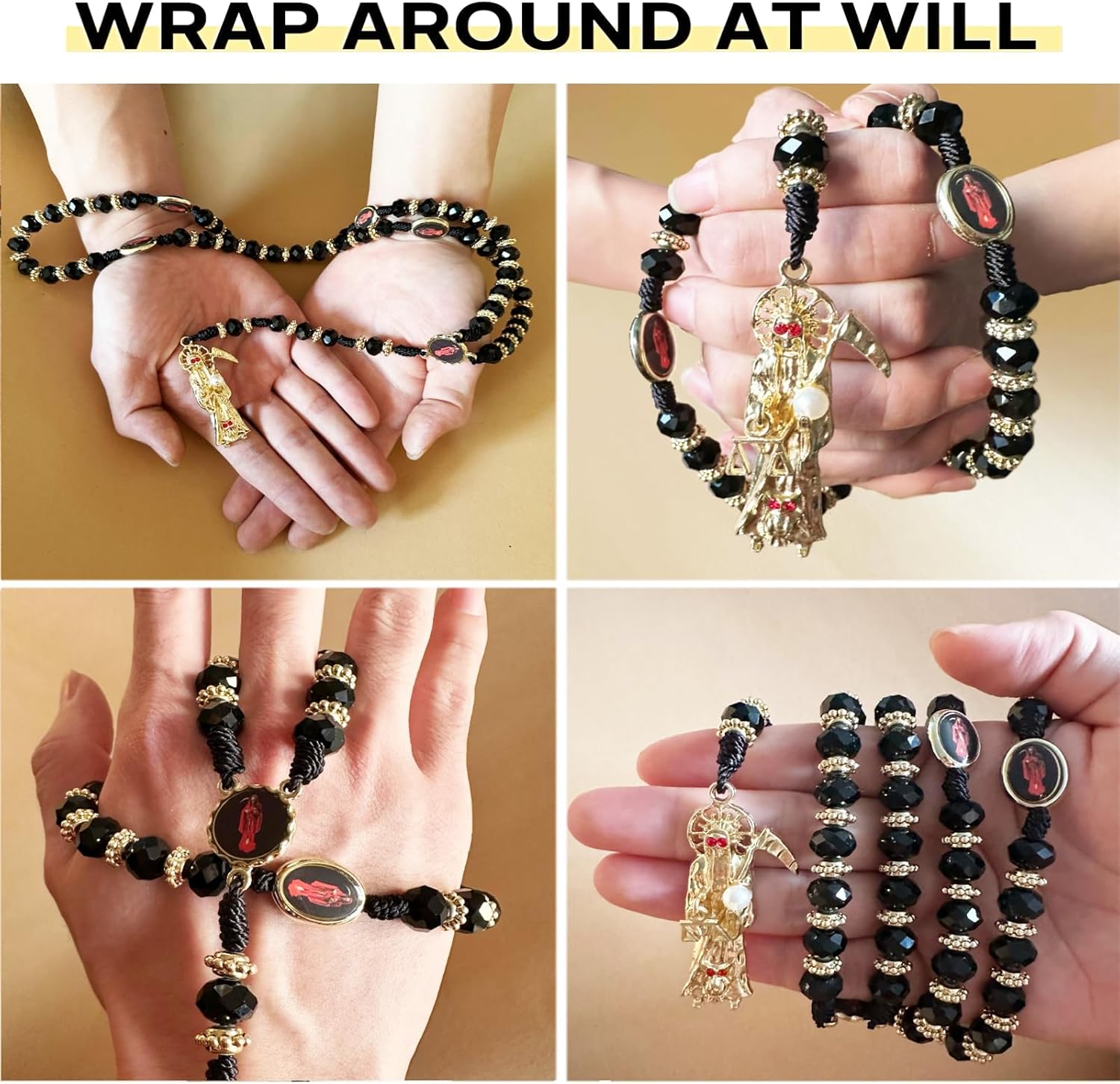 Santa Muerte Necklace Rosaries Beads Holy Death's Necklace Blessing Crafted Rosario de la santa muerte Prayer Gift For Men and Women - Image 2