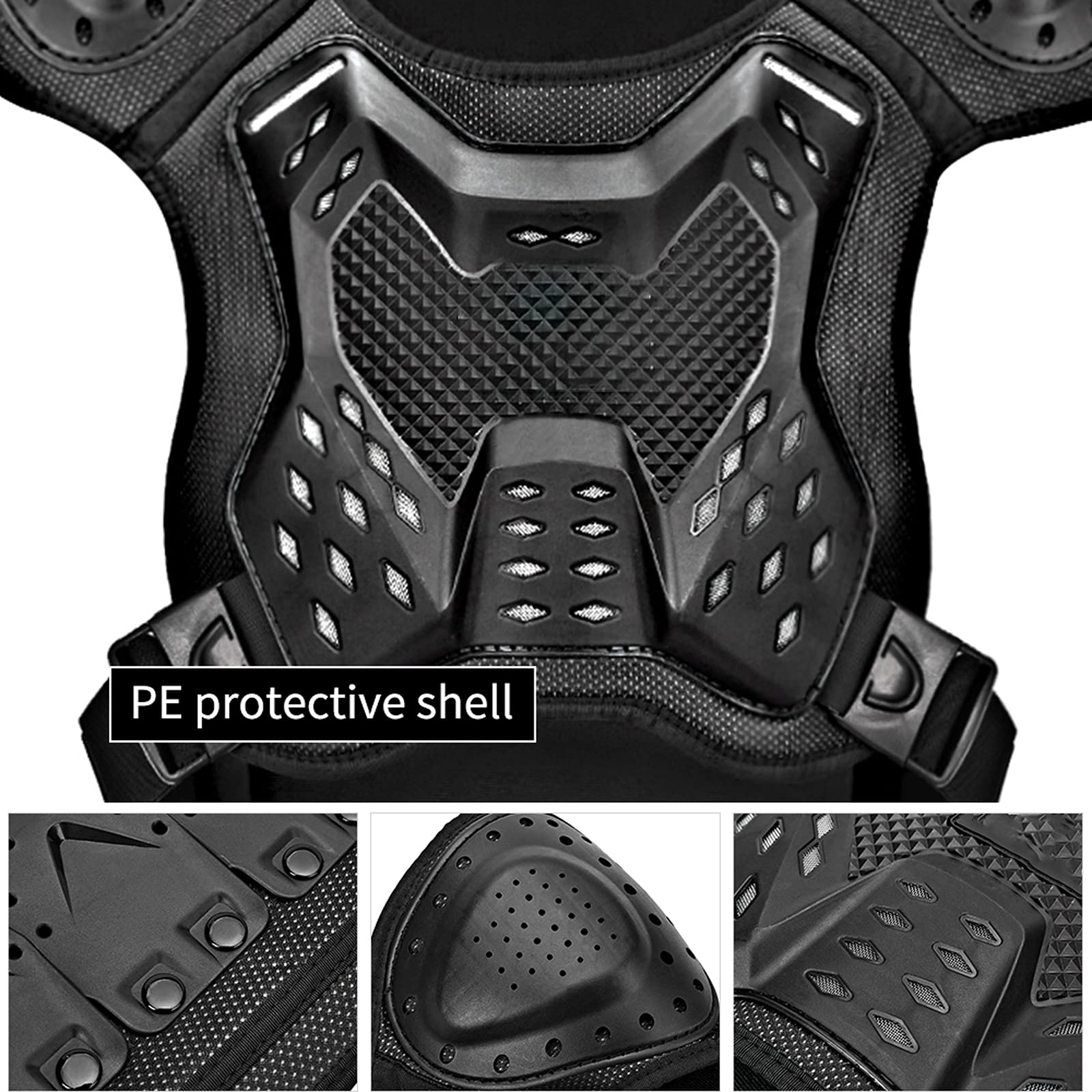 DZQUY Unisex Motorcycle Armor Motocross Armor Gless Gilet da Motocross Assorbente Ammortizzatore Adatto per Motocross Bicycle Skiing Skating e Altri Sport all'aperto,Nero,M