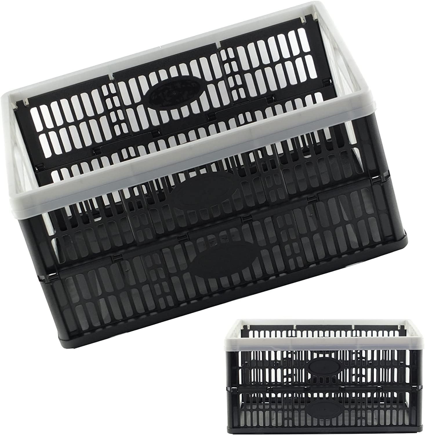 Fold Flat Crate - Plastic 32 L Folding Storage Crate Box (Pack of 10)