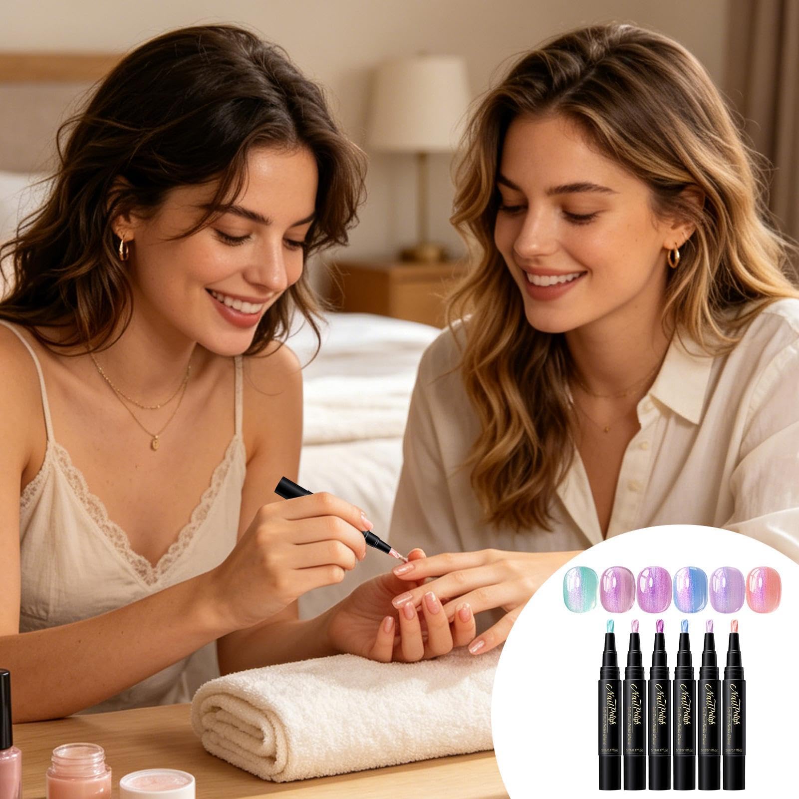 Penne Da Unghie,Gel A Base D'Acqua 6 Colori,Set Di Pennarelli Smalto Unghie Ad Asciugatura All'Aria - Per Casa Salone Feste Viaggi Matrimoni Pratica Donne Ragazze Principianti