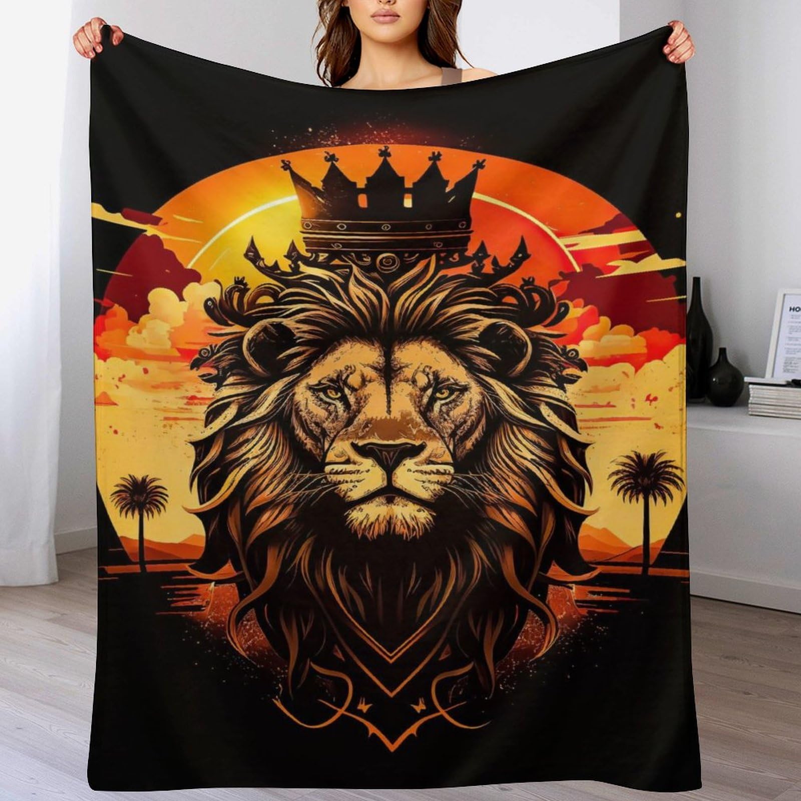 Couverture polaire lion pour éliminer le froid du lit avec la flannel moelleuse