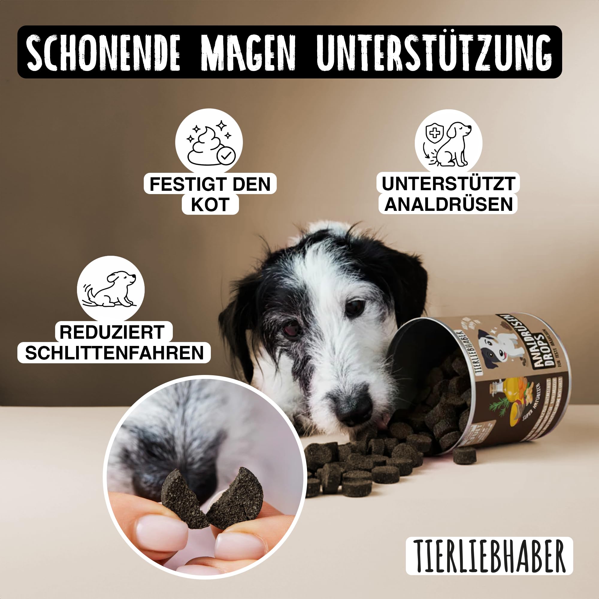 SPARSET - Zeckenschutz Hund Z-Spot mit Geraniol – Pflanzliches Zeckenmittel für Hunde tierärztlich entwickelt + Analdrüsen Hund Drops – Analdrüsen Drops für Feste Häufchen mit Bentonit und Flohsamen
