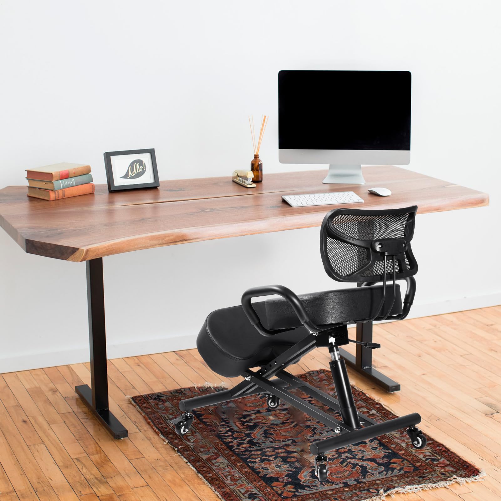 Chaise À Genoux, Chaise Ergonomique avec Support pour Les Genoux Et Le Dos, Chaises De Bureau Ergonomique, Inclinaison Réglable Entre Le Siège Et Les Genouxs, pour Le Bureau À Domicile, Less Études