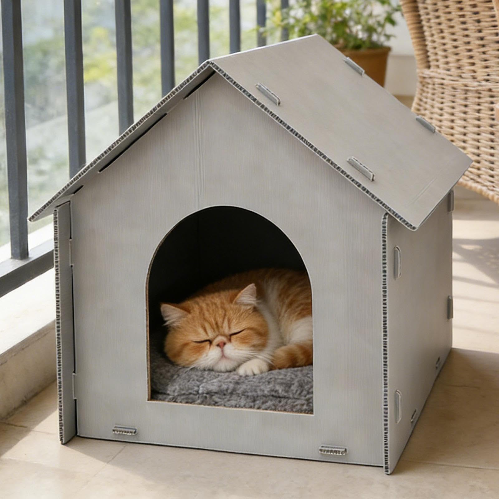 Generico Cuccia per Gatti Tenda Impermeabile Chiusa con Tappetino | Casetta per Gatti da Esterno per Cuccioli Inverno Sonno in Casa Giardino Terrazzo Cortile