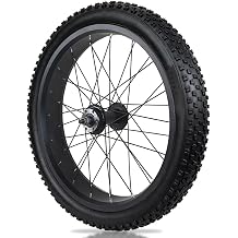 20/26in Snow Bike Front Rear Wheels with 4.0" Fat Tire Soild Axle 135mm/195mm Disc Brake 36H Hubs Beach Bike Wheelset for 7-10s Rotary Freewheel 14G Spokes