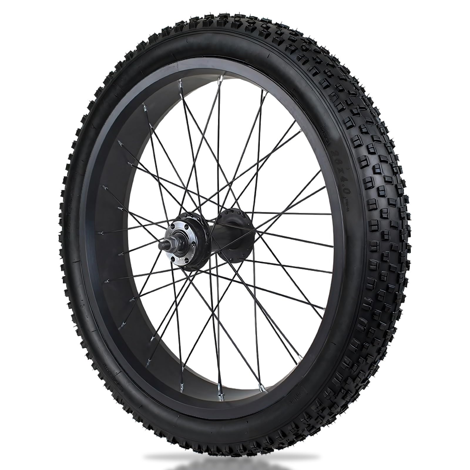 HOMSXPAC 20/26in Snow Bike Front Rear Wheels With 4.0" Fat Tire Soild Axle 135mm/195mm Disc Brake 36H Hubs Beach Wheelset For 7-10s Rotary Freewheel 14G Spokes