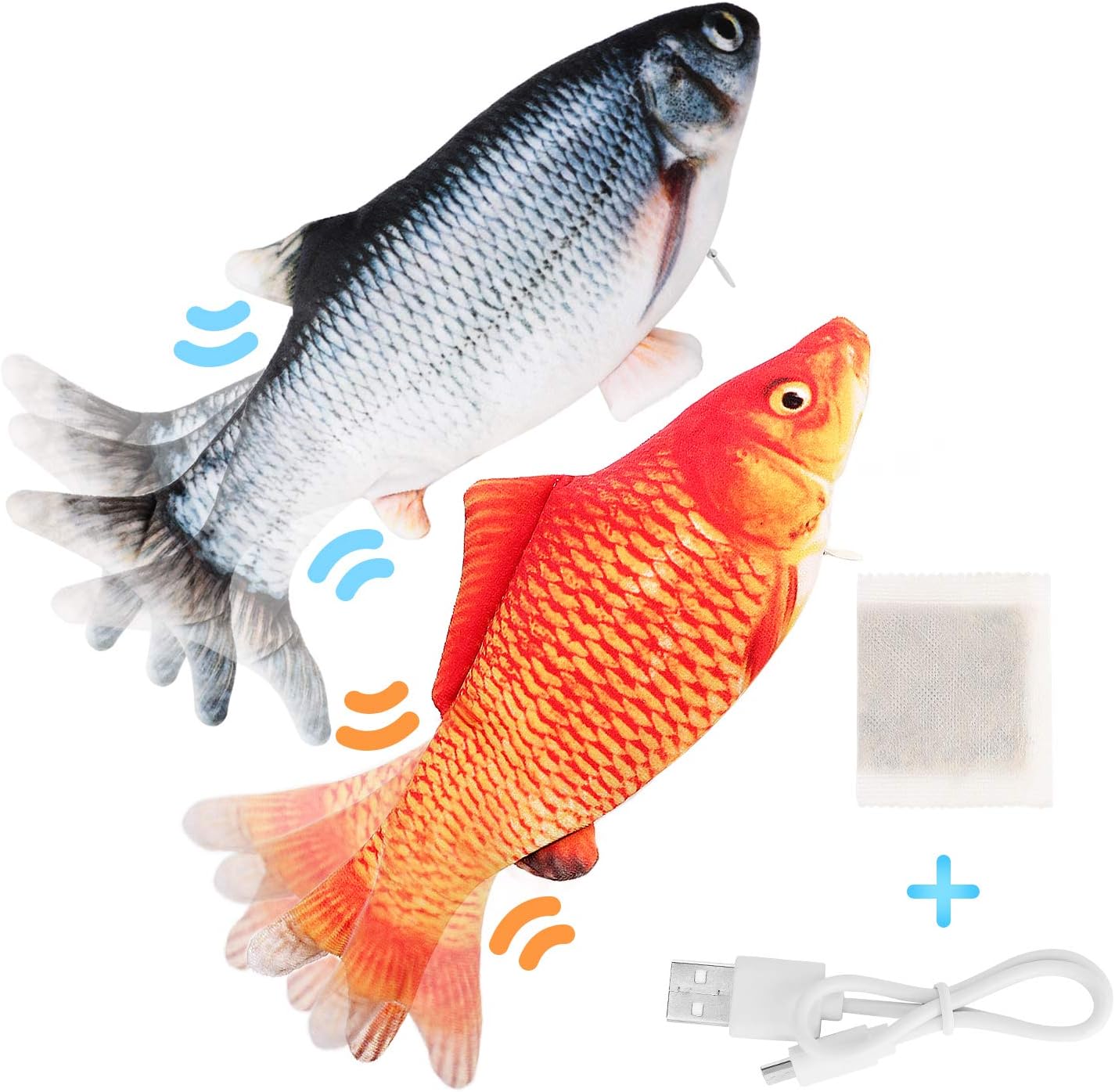 Ruolan Flopping Fish Toy for Dog and Cat,Floppy Fish Cat Toy,Electric Moving Fish Cat Toy,Tiny Tuna Cat Toy Kicker Catnip Toys for Indoor Cats Pets Kitten (Small)