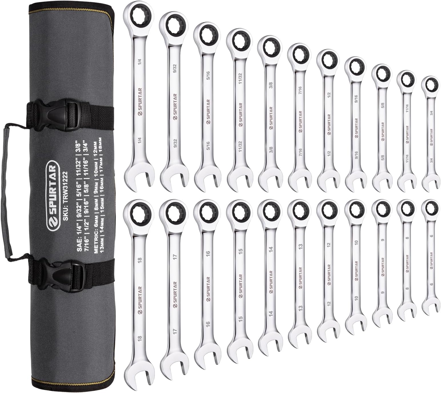 Spurtar 22 Pieces Ratchet Wrenches Set