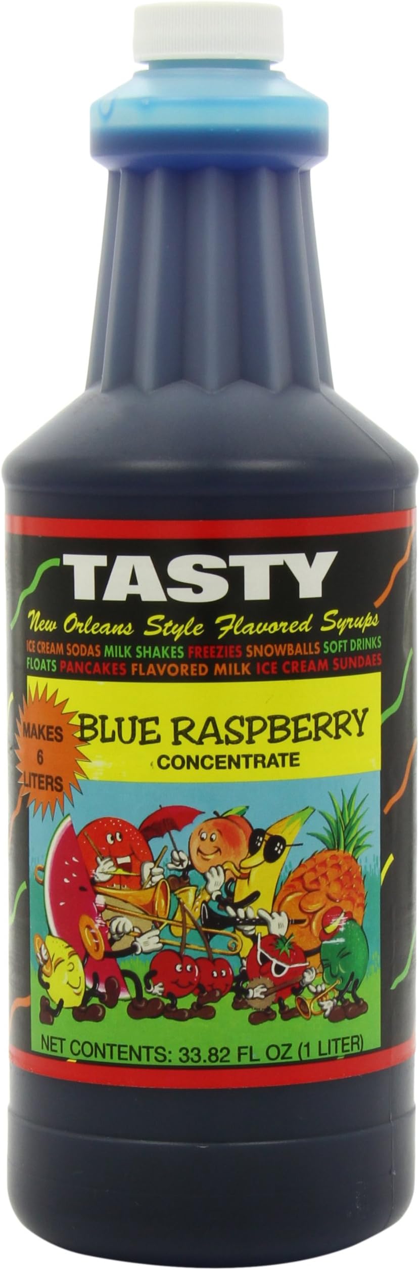 Tasty New Orleans Style Flavored Syrup, Blue Raspberry, 33.82 Ounce (Pack of 6)