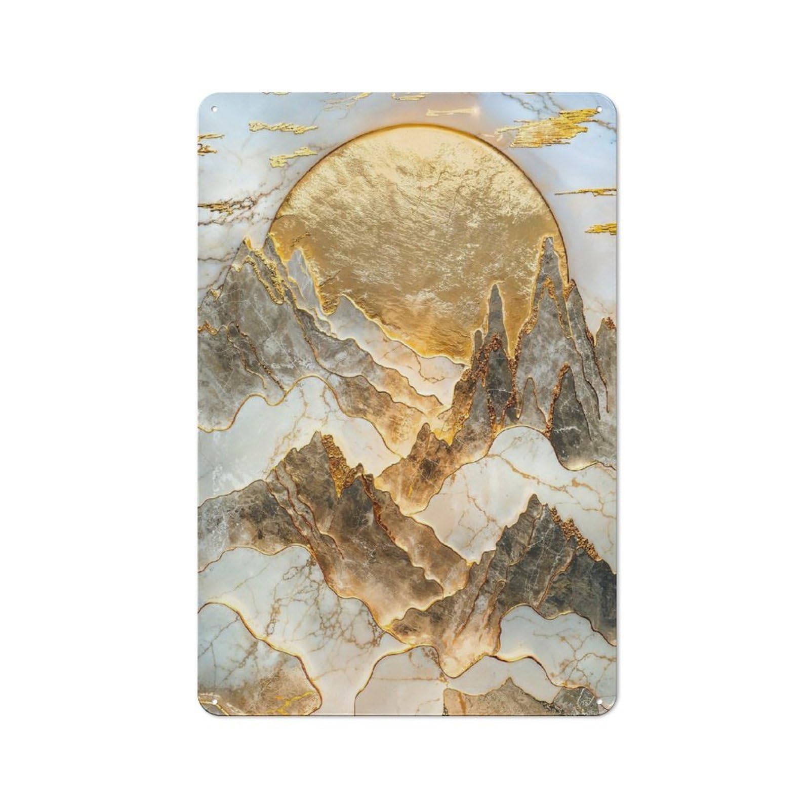 Game Room Gold Mountain Sunset Tin Wall Sign, Wall Decor for Office, Study, Game Room Or Hobby Space, 30x20cm