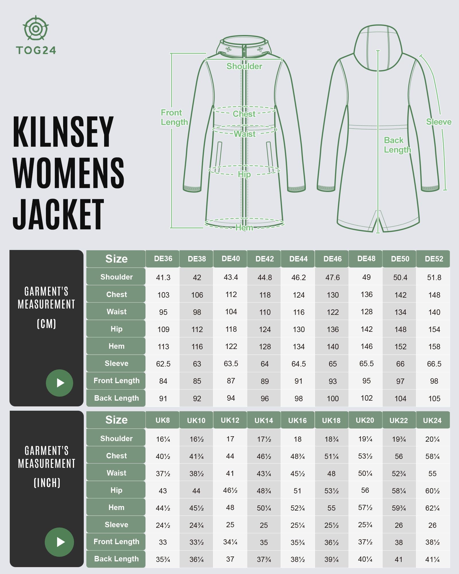 TOG24 Kilnsey Damen Lang Regenjacke Leicht Wasserdicht Windbreaker Übergangsjacke Atmungsaktiv Regenponcho Regenparka mit Kapuze