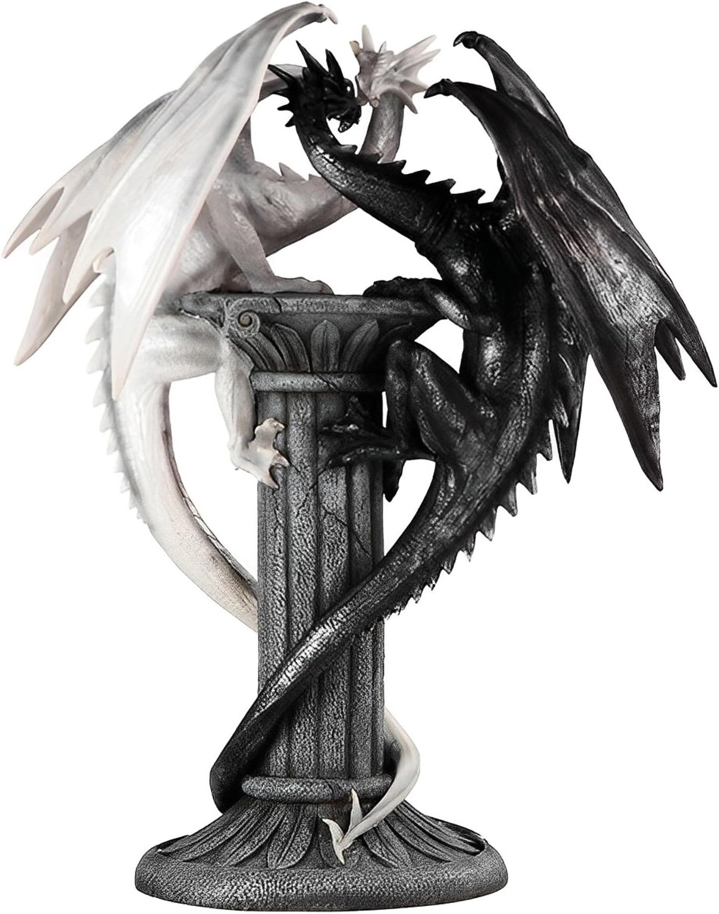 ICE ARMOR 19.5" H Medieval Black and White Dragons Statue Fantasy Decoration Figurine Large Sculpture