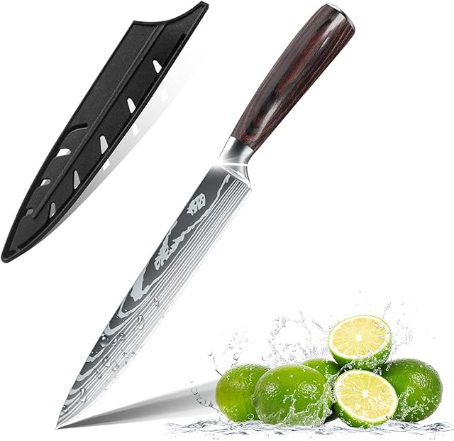 Zeng 20cm Cleaver Knife Chef Knife Kitchen Knife Professional Universal Sharp Knife Made of German Stainless Steel Ergonomic Pakkawood Handle for Home and Restaurant