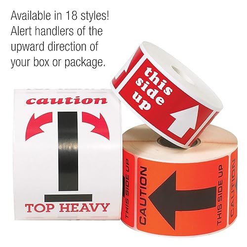 Miniatura 3 de Cinta Logic scl511r envío y manipulación etiqueta, Leyenda "caution-" This Side Up con flecha de Graphic, longitud de 4" X 3" ancho, blanco sobre