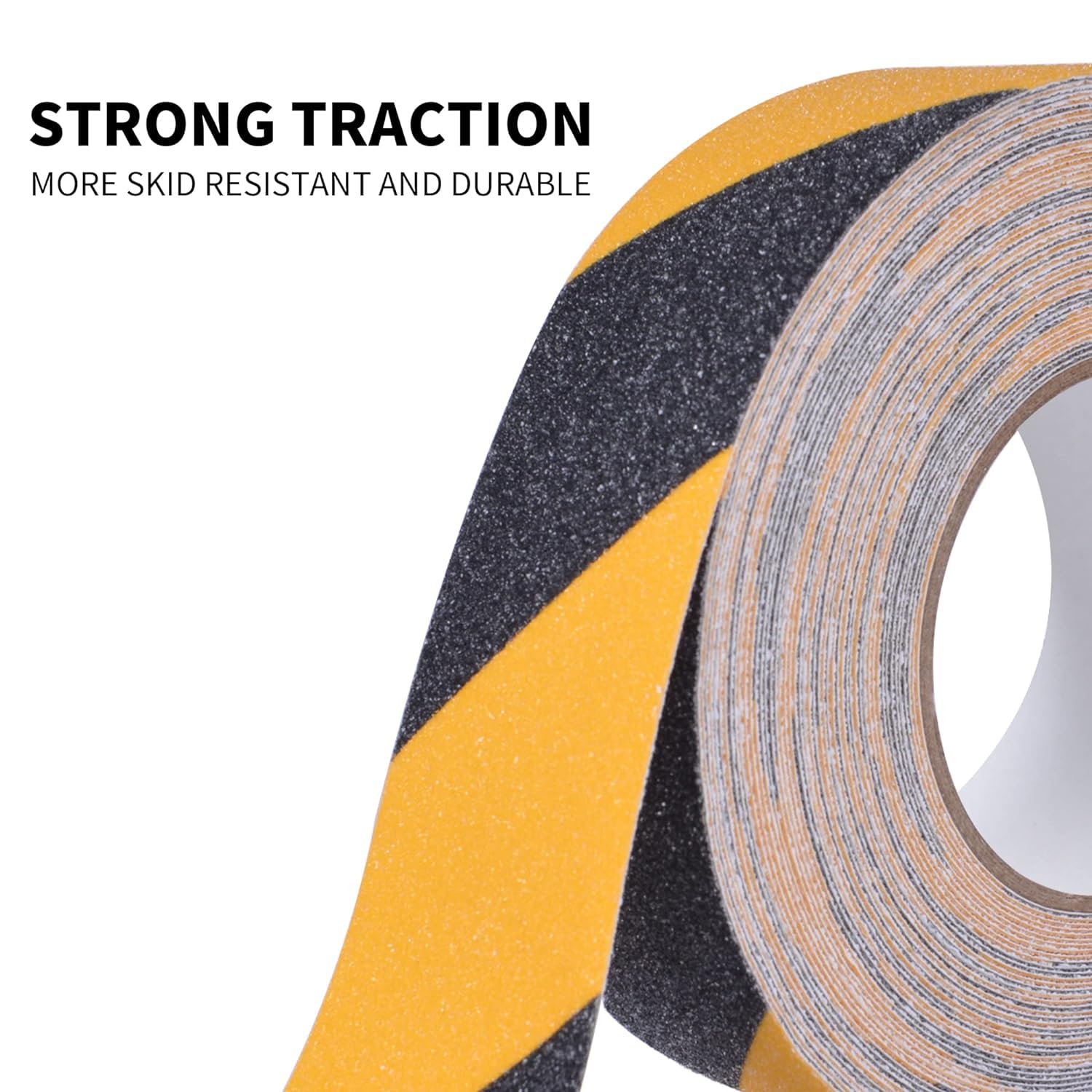 TAPEBEAR Non Slip Hazard Tape, Black and Yellow Safety Tape, Anti Slip Caution Tape Roll, Nonslip Warning Floor Tape for Indoor Outdoor Steps Stairs, Strong Grip Tape, 2inch X 60feet, 5 Rolls
