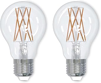 Bulbrite Pack of 2 9 Watt Dimmable Clear Filament A19 Medium E26 LED Bulb - 1100 Lumens, 3000K, and 90 CRI