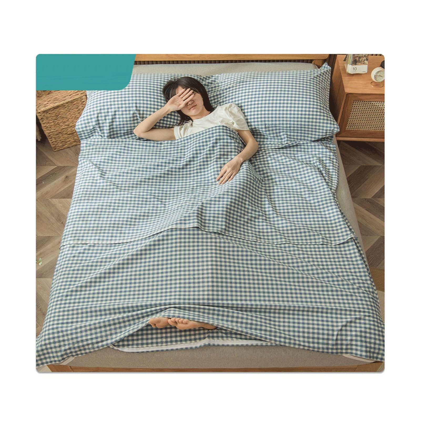 RUZGAR Drap de Sac de Couchage 100% Coton for Adulte, Sac de Couchage et Draps de Voyage Simple Double, Drap de Sac de Couchage de Camping, Draps de Camping