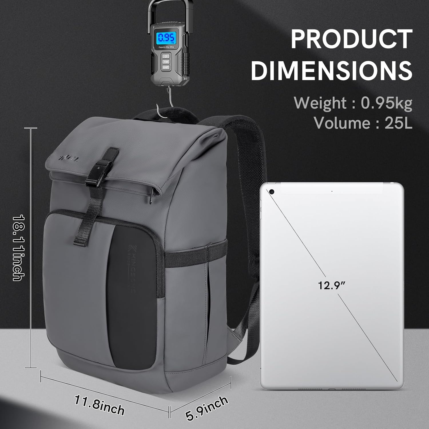 Kingsons Travel Backpack for Men Women，15.6 Inch Anti Theft Laptop Backpack Flight Approved, Large Capacity Water Resistant Computer Backpacks for Weekender Business Hiking