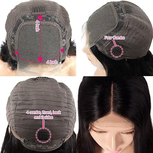 Miniatura 3 de wlymly Peluca Bob de cabello humano para mujeres negras, 4x4, sin pegamento, pelucas de encaje frontal, pelucas de cabello humano prearrancadas