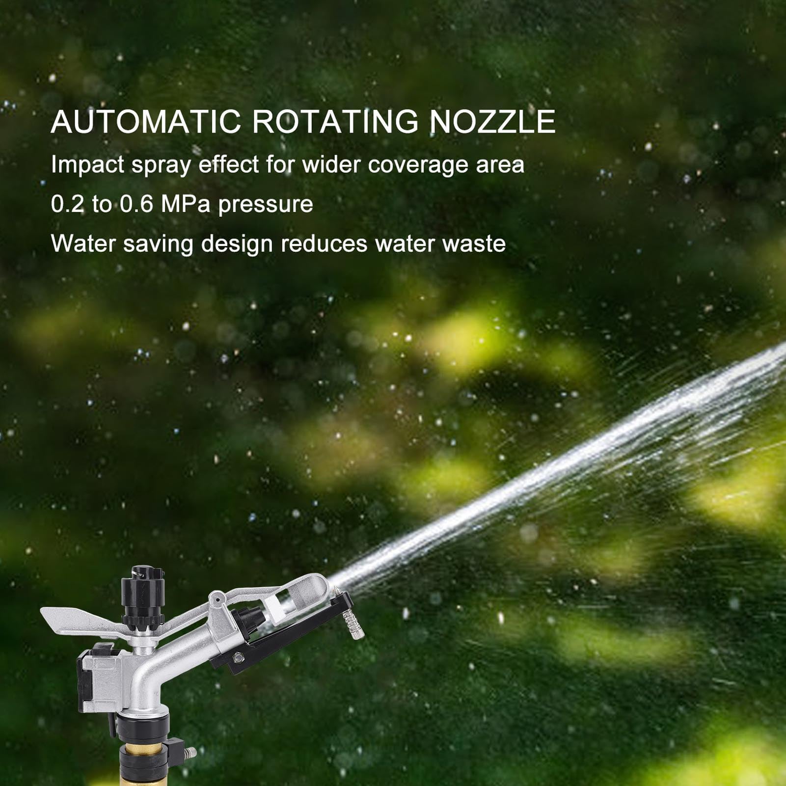 Tissting Pistola Riego Automático Giratorio Ahorro Agua Zinc - Pistola Aspersión Granja Jardín 8-20m/26-65ft G1 Todo Terreno
