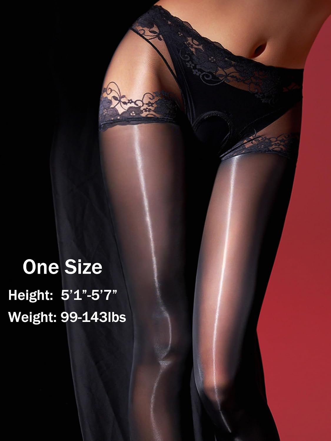 Women's Oil Shiny Pantyhose High Waist Stockings Tights Lace Shimmer Toghts Sheer Tights