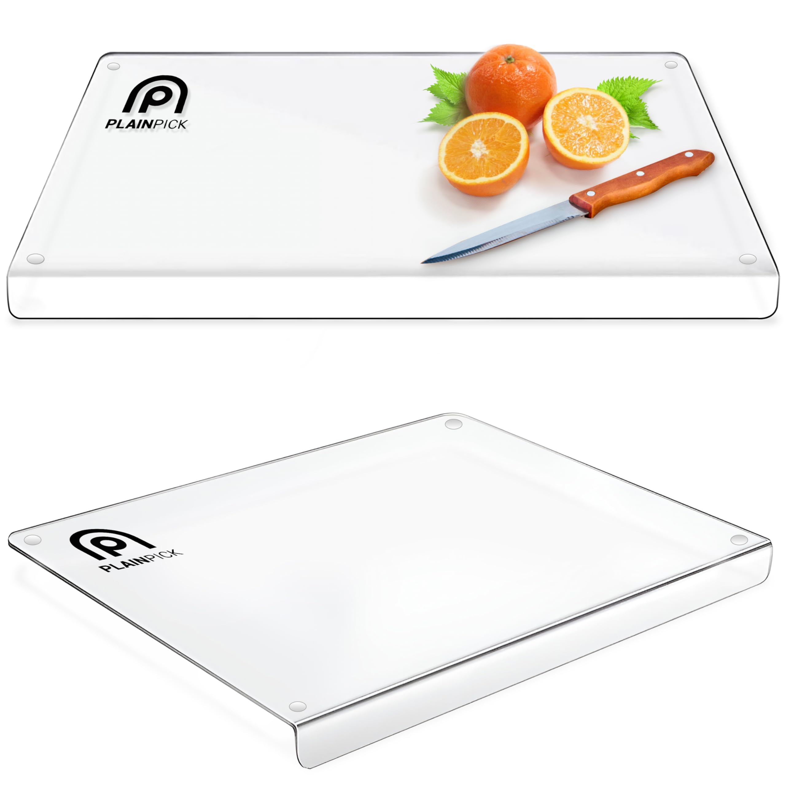 Acrylic Cutting Board with Counter Lip in Small, Large and XL, Clear Cutting Board for Countertop, Acrylic Chopping Board with Counter Lip, Clear Cutting Boards for Kitchen Essential Gadgets