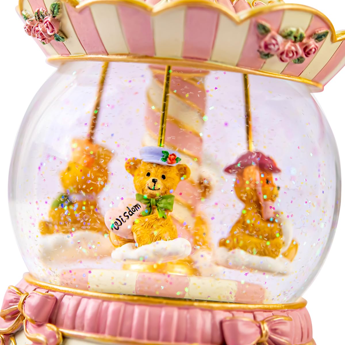 Boule à neige en forme d'ours en peluche avec lumière - Cadeau pour épouse, fille, petite amie, maman, petite-fille, anniversaire de mariage, fête des mères, anniversaire de mariage, cadeau