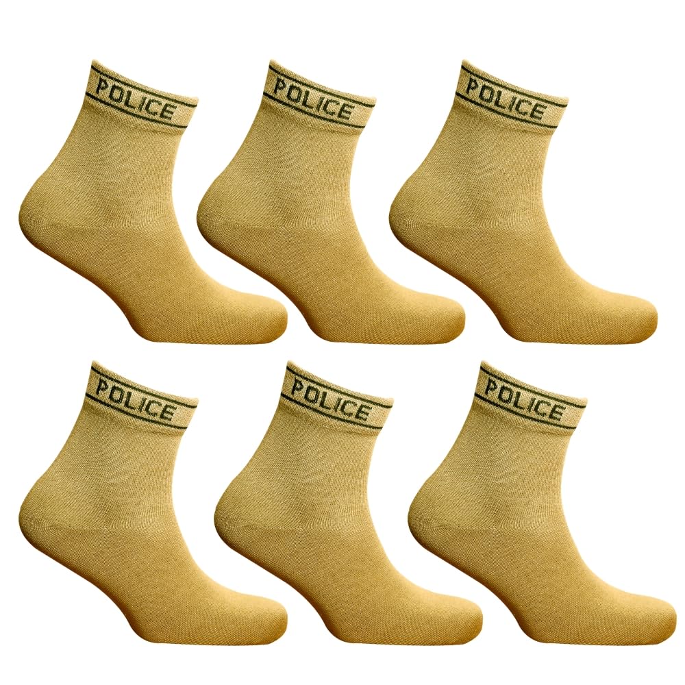 Police Khaki Socks for Men & Women Ankle Length Organic Cotton Formal Casual Tactical Civil Defense Combo Pack Of 6 Pairs-image-1