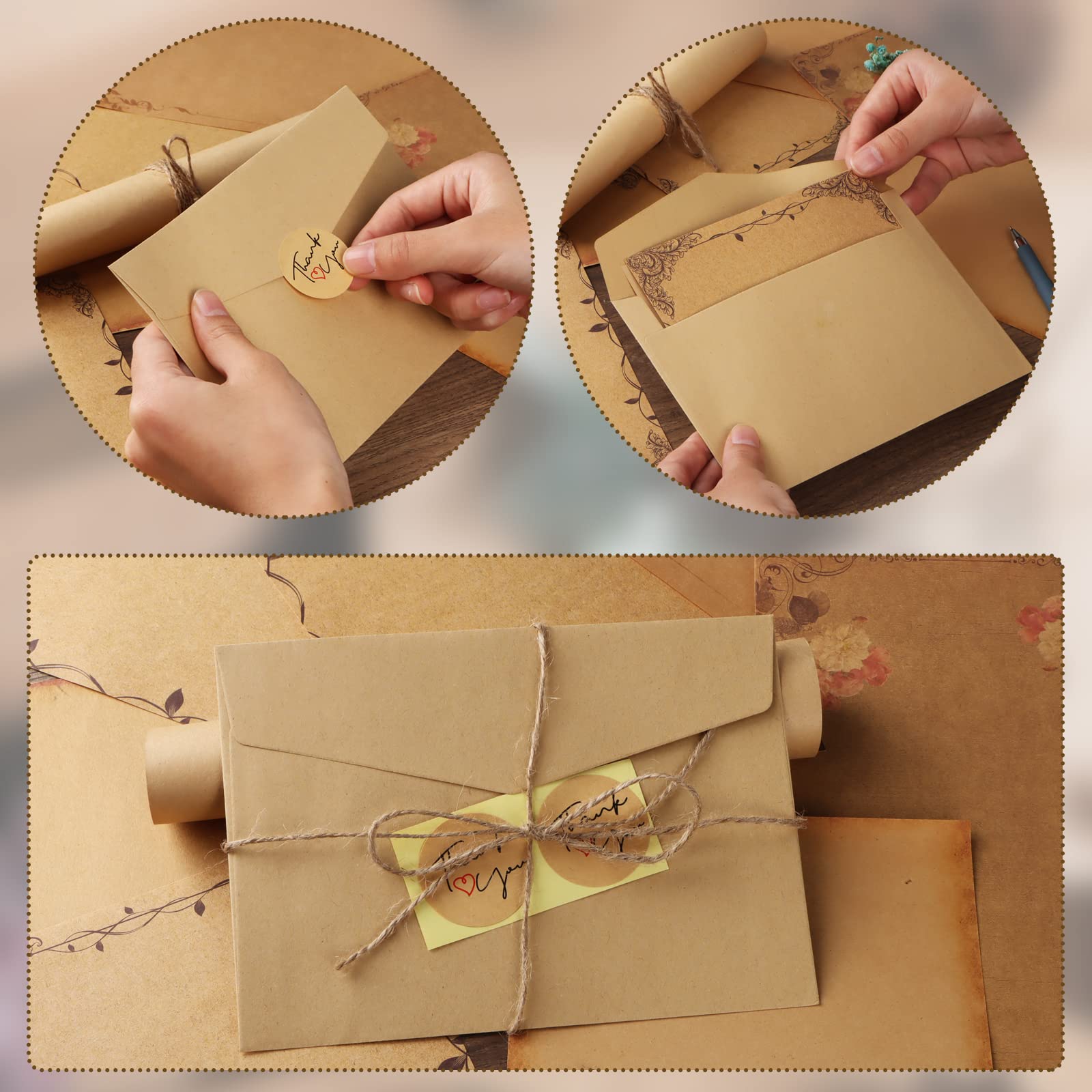 GIEEU Vintage Briefpapier Set - Mit Umschlägen, Siegeln Und Schlüsseln Für Romantische Briefe