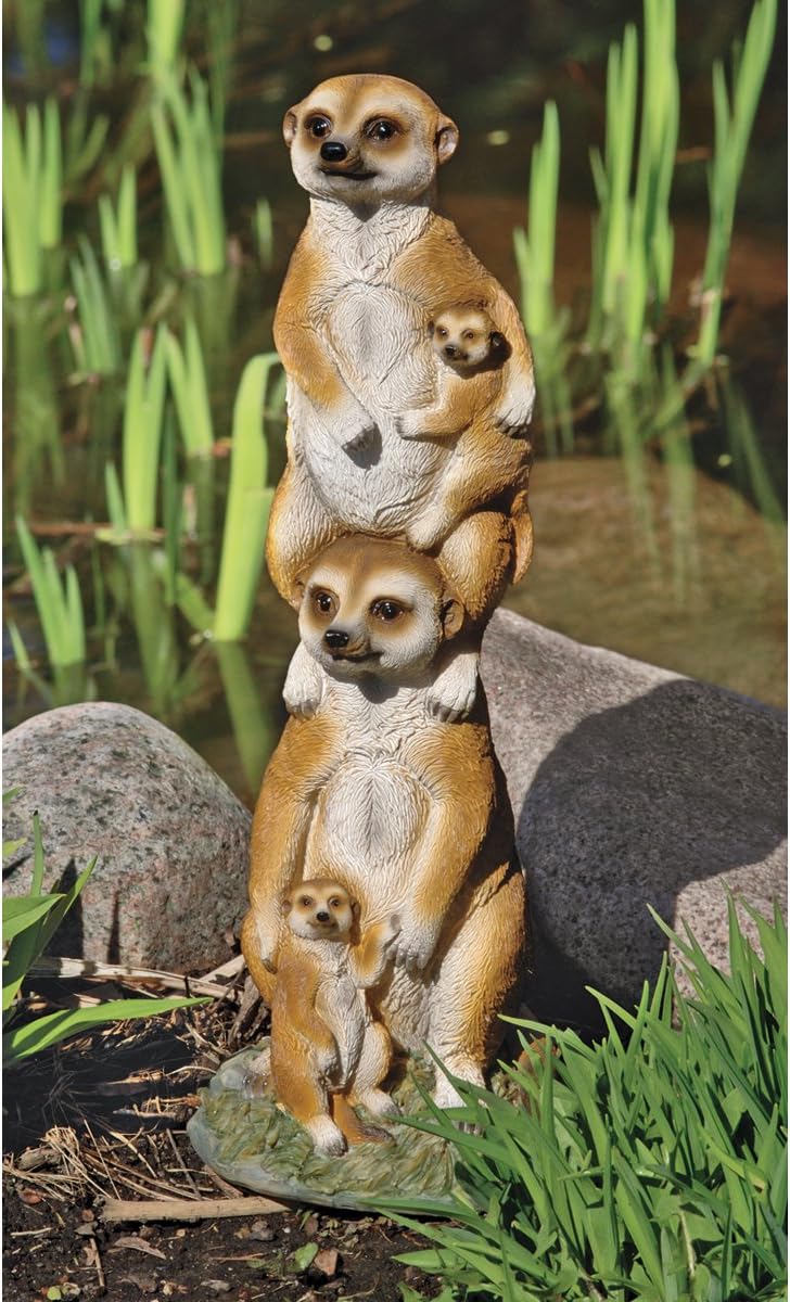 Design Toscano QL57089 Meerkat Clan Garden Animal Statue, 15 Inch, Full Color : Outdoor Statues : Patio, Lawn & Garden