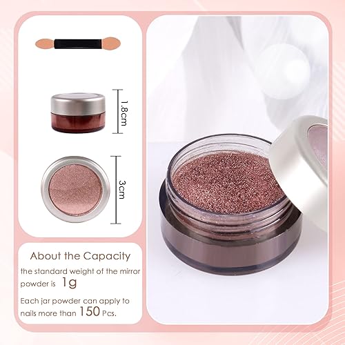 Miniatura 5 de Laza Polvo de uñas cromado, efecto espejo, polvo metálico, holográfico, brillantina, decoración de manicura, pigmento reflectante para bricolaje,
