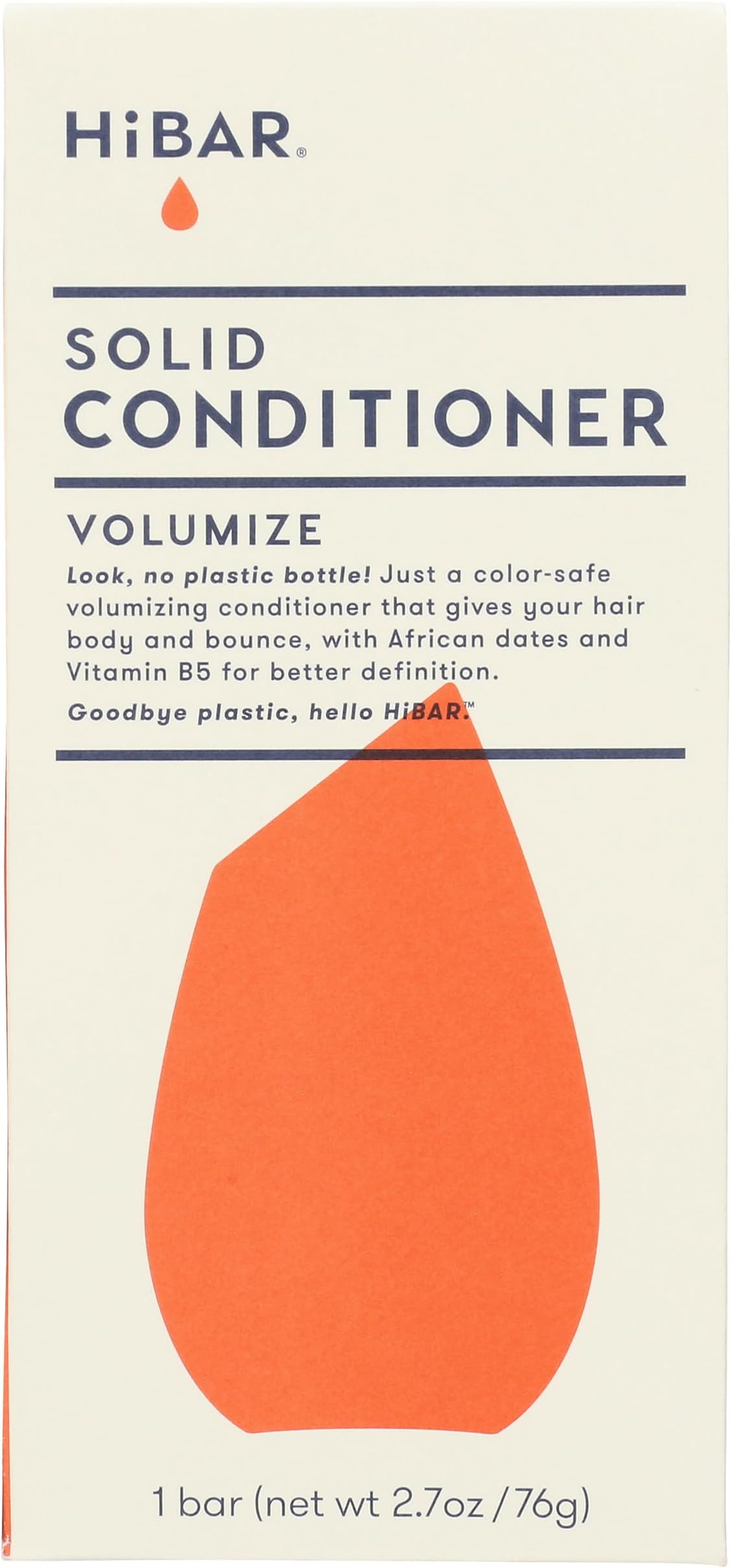 HiBAR - Volumize Conditioner Bar - For Thin & Flat Hair - Add Body, Definition & Volume - With African Dates & Vitamin B5 - Plastic-Free - Soap, Paraben & Sulfate-Free -Color Safe & Vegan -1 Solid Bar
