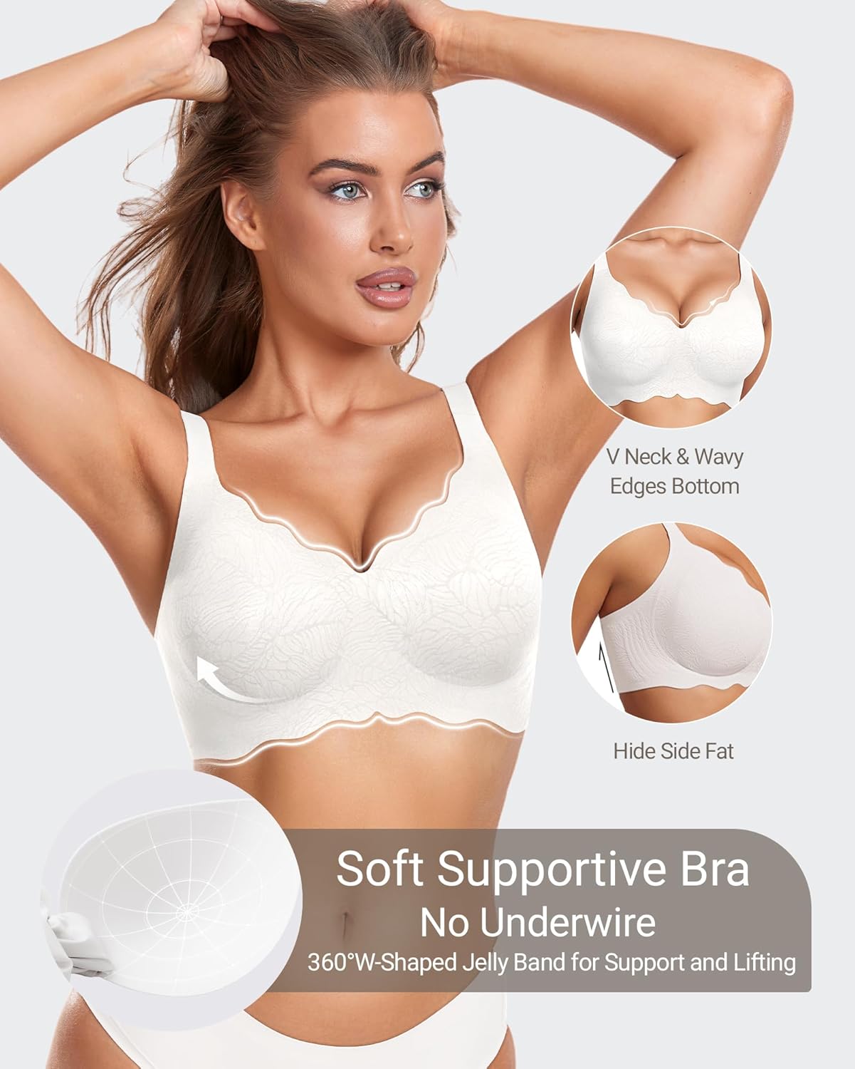 Gailife Scalloped Jelly Bras for Women No Underwire Wireless Seamless Push Up Bralettes Soft Comfort Everyday Tshirt Bra - Image 4