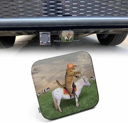 Cubierta de enganche para gato, vaquero, 2 pulgadas de diámetro, divertidos vaqueros, gatos, caballos, pastas, vacas, cubierta de tubo de enganche