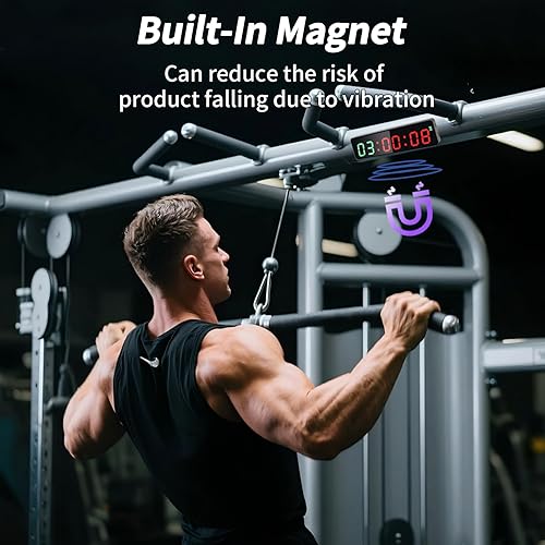 Miniatura 6 de Temporizador de gimnasio LED portátil con fuerte magnético, reloj de batería recargable con brillo ajustable, reloj de intervalo de entrenamiento
