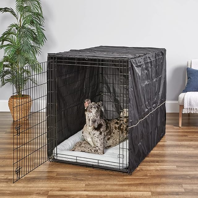 Foto 2 de 7 de MidWest Homes for Pets - Funda para jaula de perro XXL, poliéster negro, funda de privacidad para perrera…