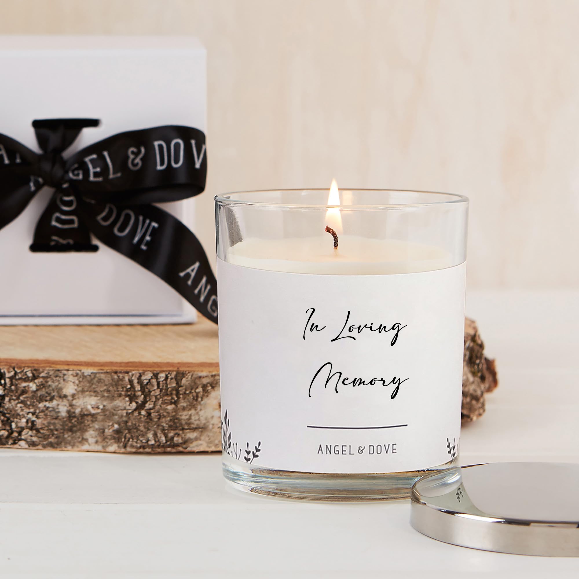 ANGEL & DOVE 'in Loving Memory' Gift Boxed Soy Wax Candle Sympathy Gift with Lid - Funeral, Memorial