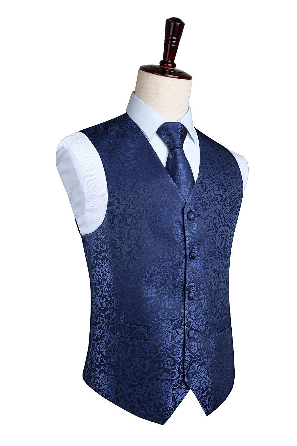HISDEREN męska kamizelka paisley kwiatowy żakardowy krawat kieszonkowy kwadrat chusteczka wesele biznes dopasowana kamizelka komplet garniturów XS-6XL