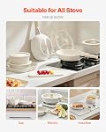 VEVOR 17 Piece Pots and Pans Set Nonstick, Detachable Handle Cookware, Space Saving Induction cookware Set, Kitchen RV Cooking Sets, with Frying, Sauce, Saute, Tempered Glass Lids, Oven Safe, White