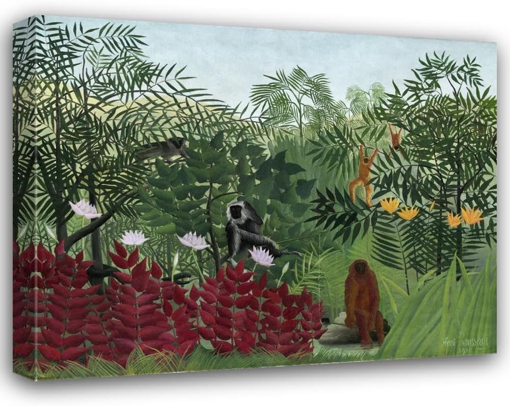 Tropical Forest with Monkeys (1910) 30x24 UnFramed Art Print Poster Ready for Framing by Henri Rousseau
