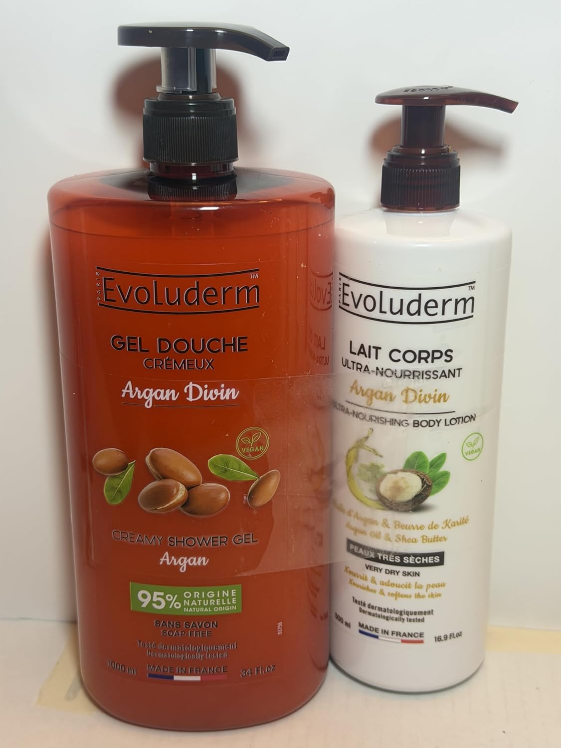 Argan Divin Creamy Shower Gel and Ultra-Nourishing Body Lotion Set, 34 Fl oz and 16 Fl oz, 2 Pack