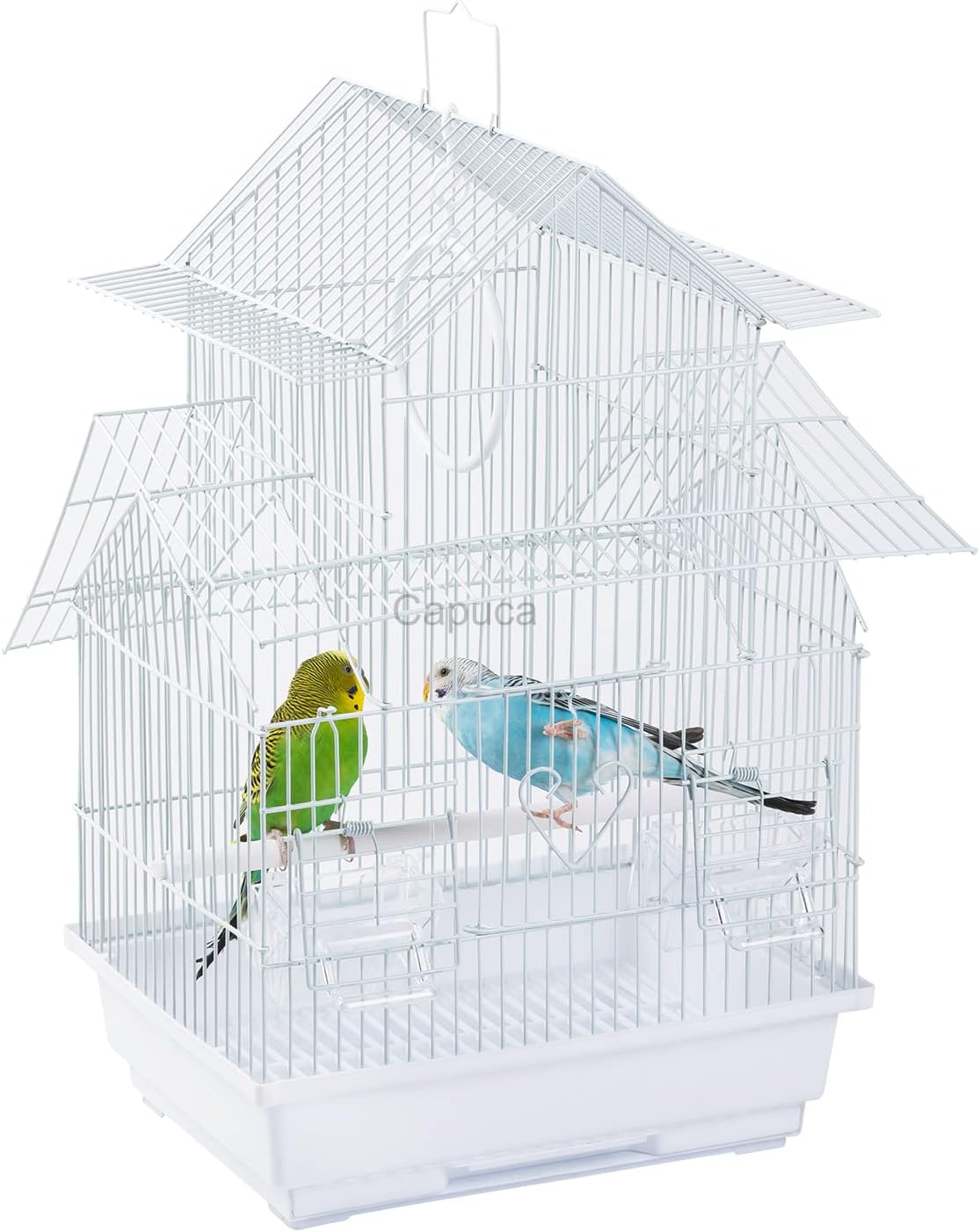 Small Bird Travel Cage - The Lightweight Small Birds Starter Kit with Birdcages and Accessories Great for Parakeets Lovebirds Parrotlets Finches Canaries White 13.5"L x 11.2"W x 22"H