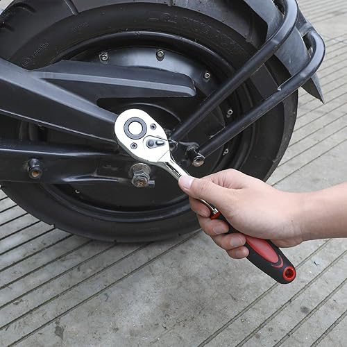 Miniatura 8 de Egofine Juego de 12 llaves de trinquete de 12 y 38 pulgadas, juego de llaves de vaso con 10 enchufes y mango de trinquete de liberación rápida de 2