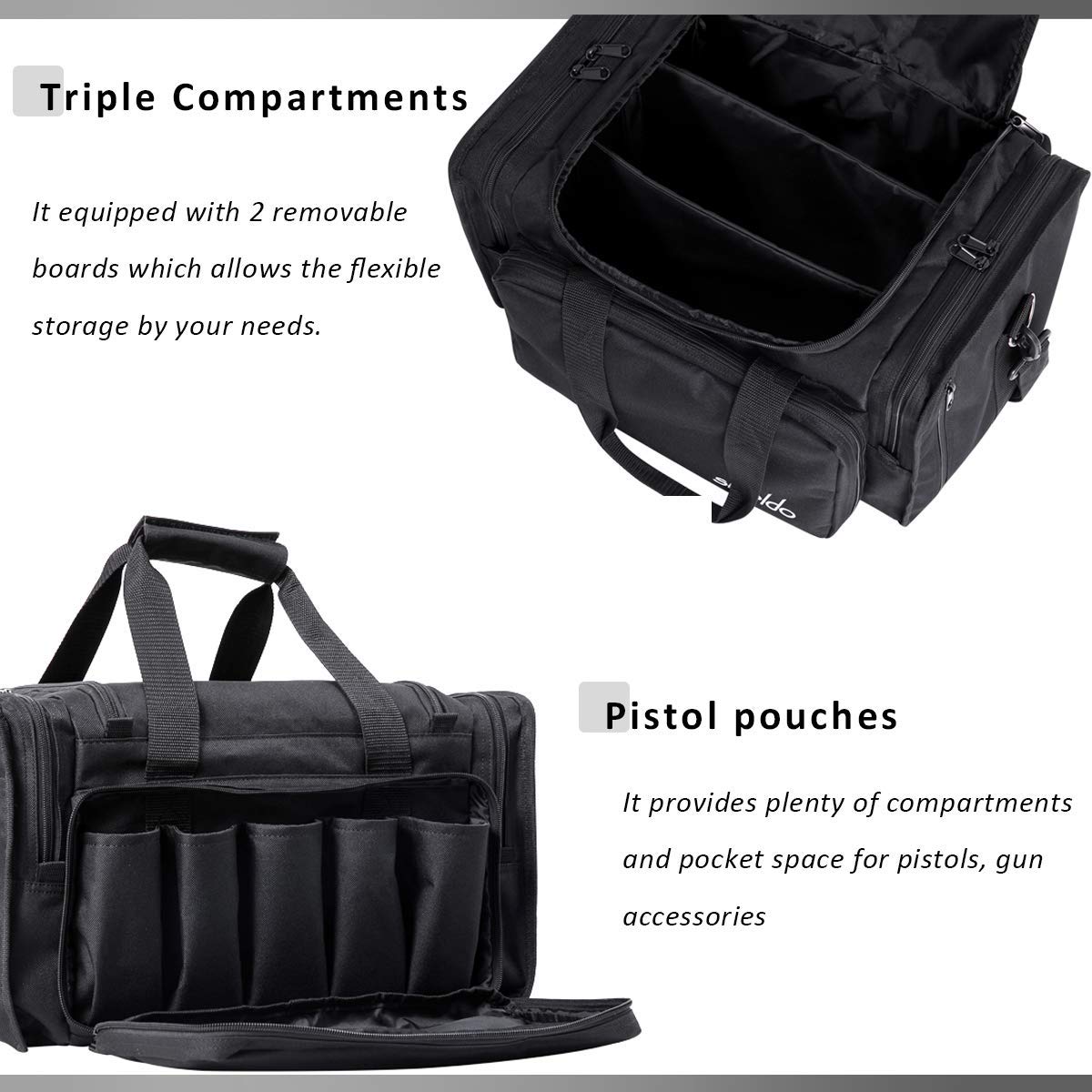 Shieldo Gun Range Bag for Handguns and Ammo Tactical Pistol Shooting