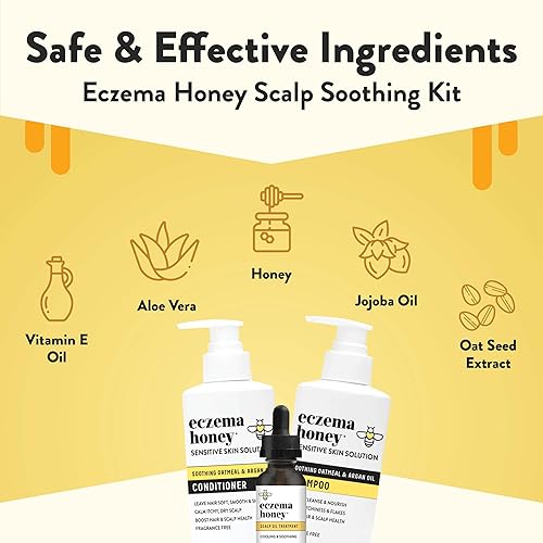 Miniatura 2 de ECZEMA HONEY Kit de cuero cabelludo Champú natural anticaspa, acondicionador y aceite de cuero cabelludo para escamas Aceite de argán y aceite de