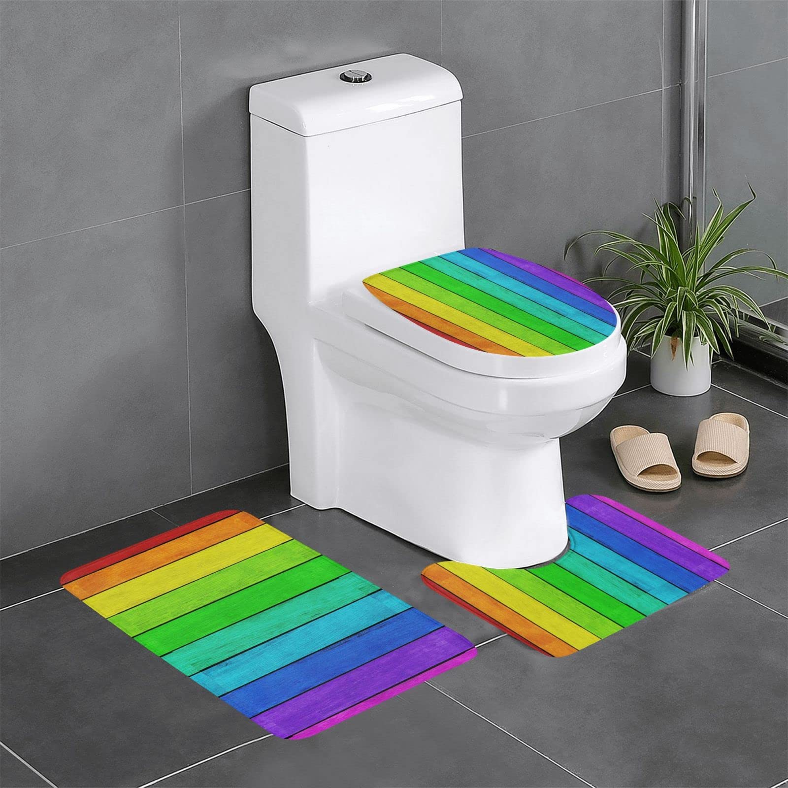Tapis de sol antidérapants arc-en-ciel pour égayer votre cuisine en bois