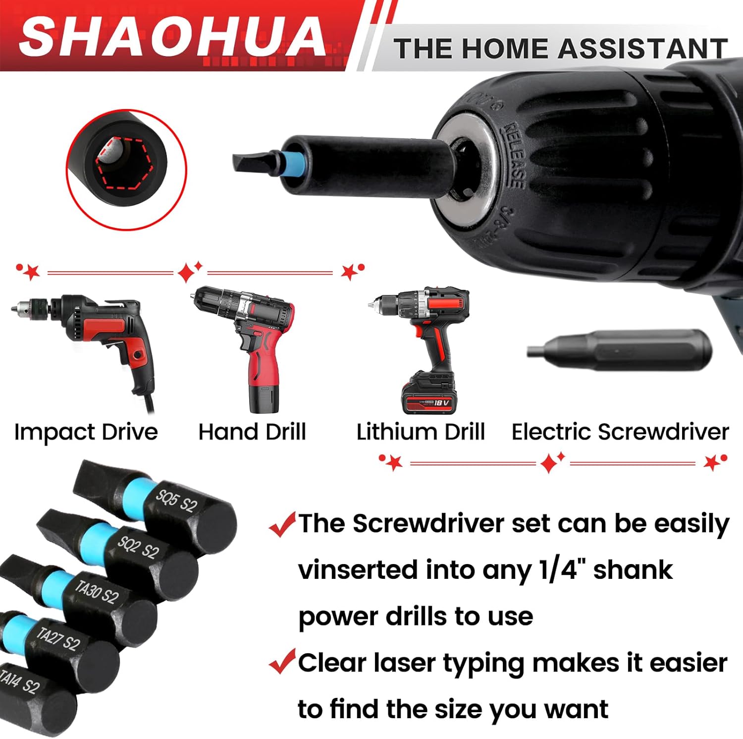 21PCS Screwdriver Bit Set, 25mm Triangle Screwdriver Set TA12-30, Square Drive Bits #1,2,3,4,5 with 1/4" Bit Holder, S2 Steel Hex Head Drill Bit Set, 1/4 Hex Impact Bit Set, Magnetic Bit Set