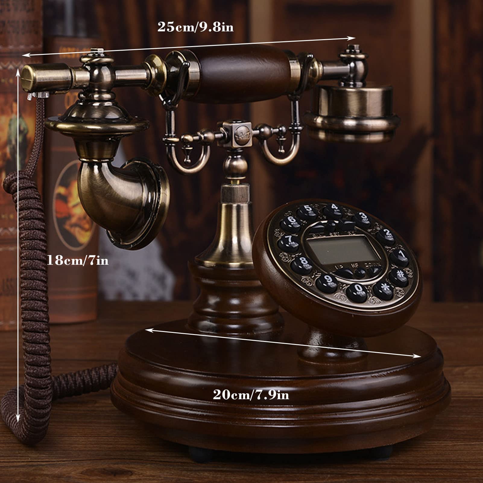 Telefono Vintage a Pulsanti, suonerie in Resina Telefono con quadrante Vecchio Stile Telefono Fisso Vintage in Resina Telefono in Stile Classico per la casa e l'arredamento