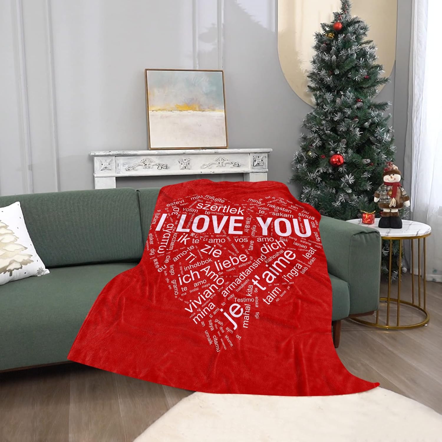 TURMTF Christmas Day Anniversary Birthday Gifts for Women Men, I Love You Blanket 100 Languages Love, Throw Blanket for Couch Bed, Best Gifts for Her Him Girlfriend Wife