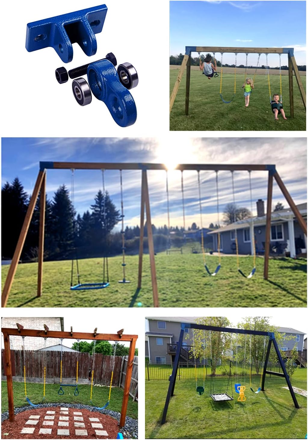 Heavy Duty Blue Swing Hangers Screws Bolts Included Over 5000 lb Capacity Playground Porch Yoga Seat Trapeze Wooden Sets Indoor Outdoor 2 Pack - Image 5